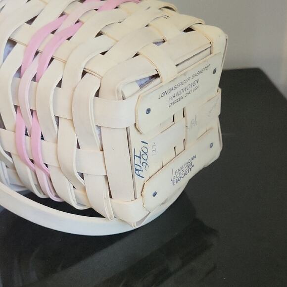 Longaberger Hope Basket Handwoven Basket with Pink Trim Vimtage 2001 - Picture 9 of 11
